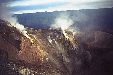 Volcano Mount Batur Bali steam