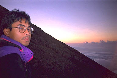 Volcano Mount Agung Bali sun coming up